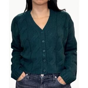 NEW SABLYN jolie v-neck cropped cashmere cable knit cardigan in sacramento